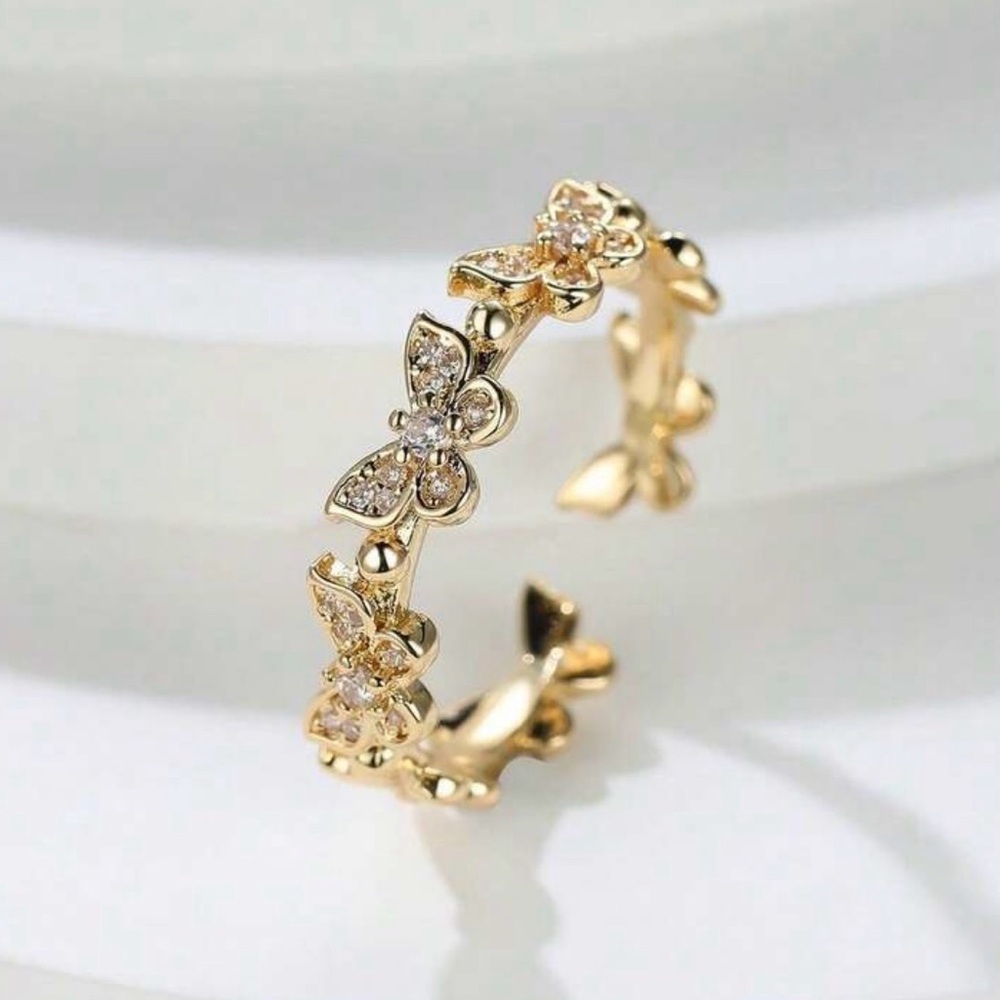 Gold Plated Cuff Butterfly Ring